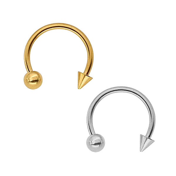 2 Ball Spike Golden Silver Titanium Steel Horseshoe Barbell Nose Rings