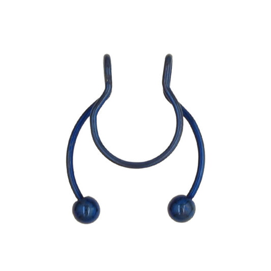 2 Balls Blue Stainless Steel Fake Septum Nose Rings