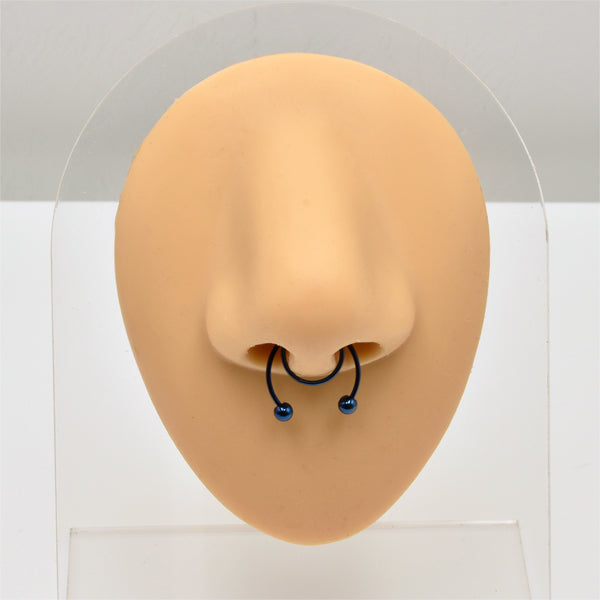 2 Balls Blue Stainless Steel Fake Septum Nose Rings