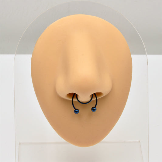 2 Balls Blue Stainless Steel Fake Septum Nose Rings