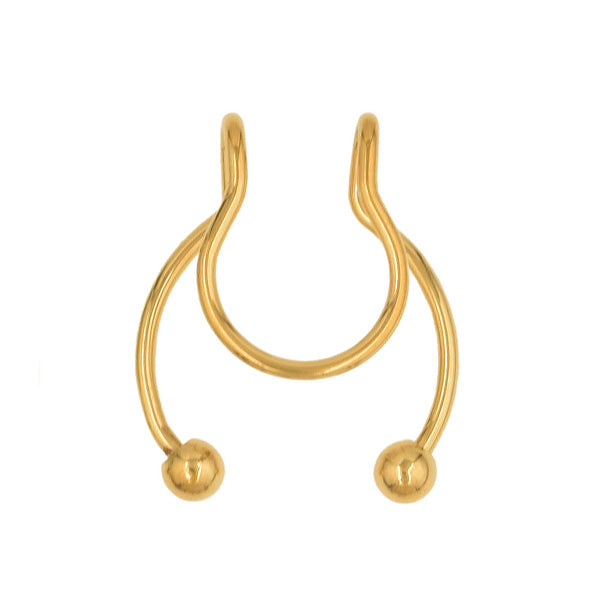 2 Balls Golden Stainless Steel Fake Septum Nose Rings