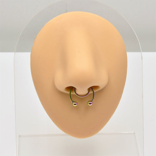 2 Balls Rainbow Stainless Steel Fake Septum Nose Rings