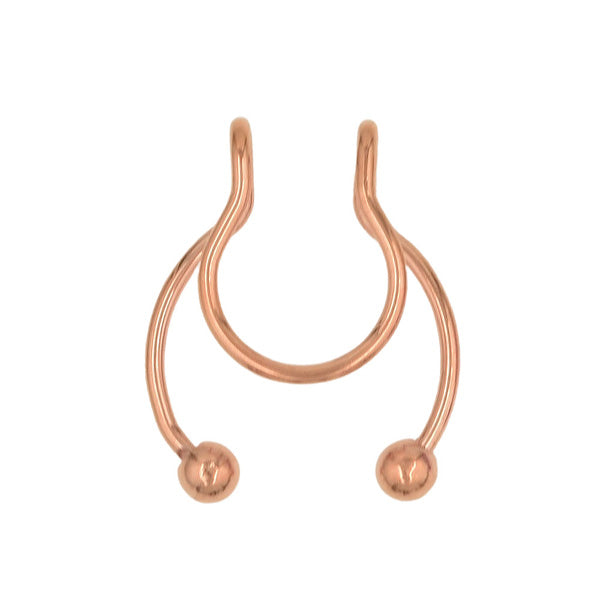 2 Balls Rose Gold Stainless Steel Fake Septum Nose Rings