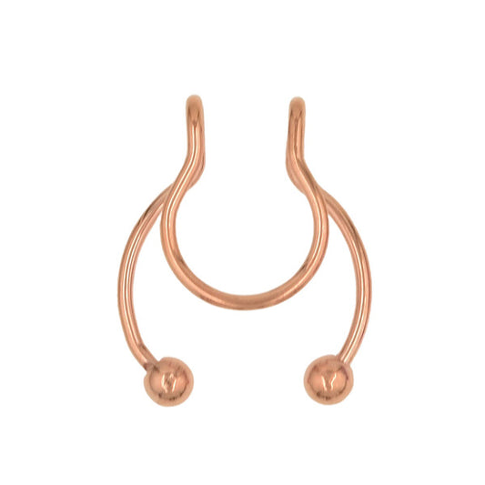 2 Balls Rose Gold Stainless Steel Fake Septum Nose Rings