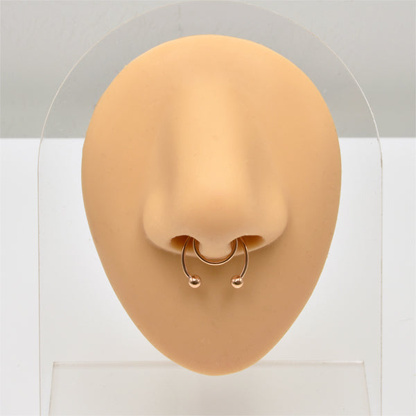 2 Balls Rose Gold Stainless Steel Fake Septum Nose Rings