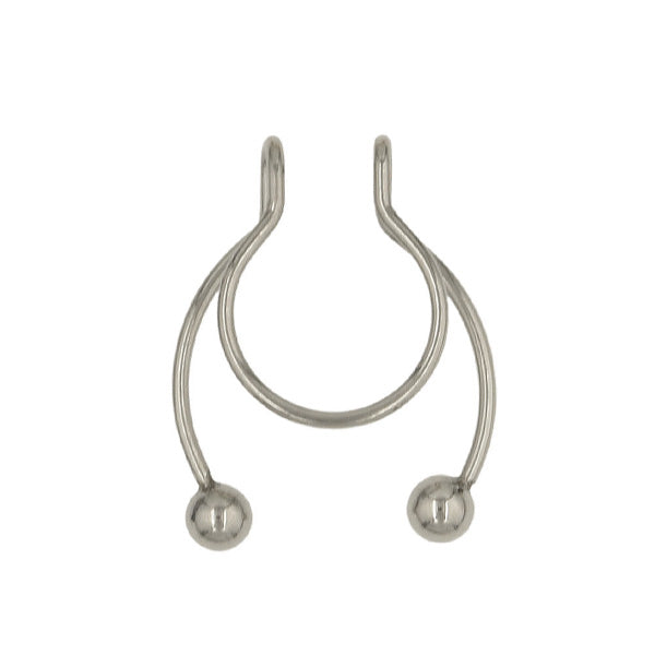 2 Balls Silver Stainless Steel Fake Septum Nose Rings