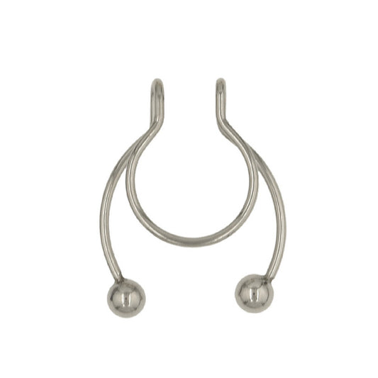2 Balls Silver Stainless Steel Fake Septum Nose Rings