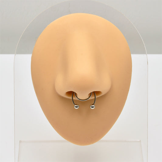 2 Balls Silver Stainless Steel Fake Septum Nose Rings