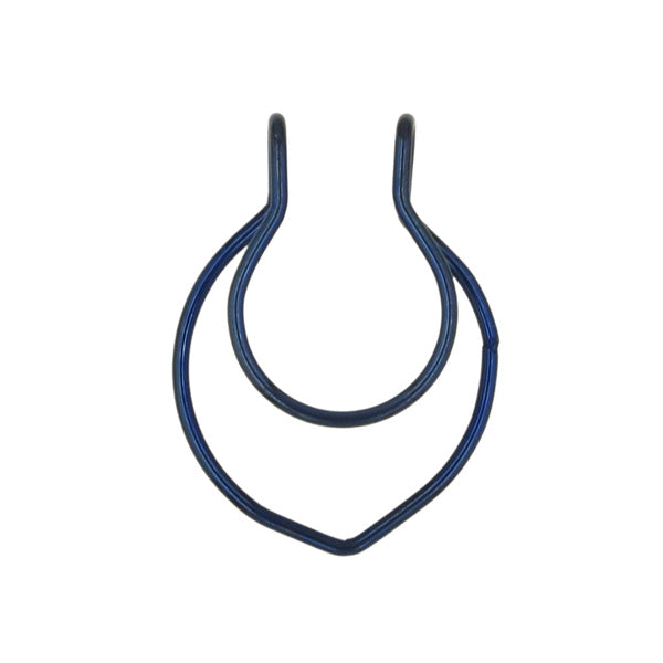 2 Pointed Blue Stainless Steel Fake Septum Nose Rings