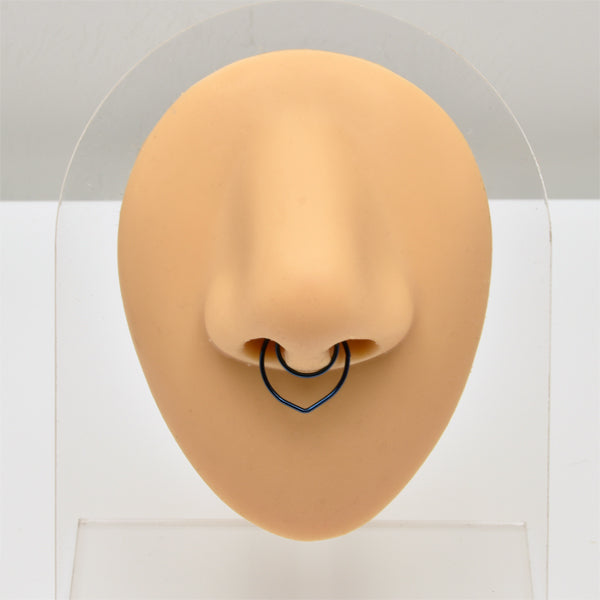 2 Pointed Blue Stainless Steel Fake Septum Nose Rings