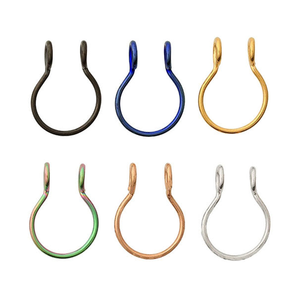6 Plain Hoop Stainless Steel Fake Septum Nose Rings