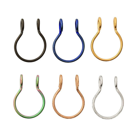 6 Plain Hoop Stainless Steel Fake Septum Nose Rings
