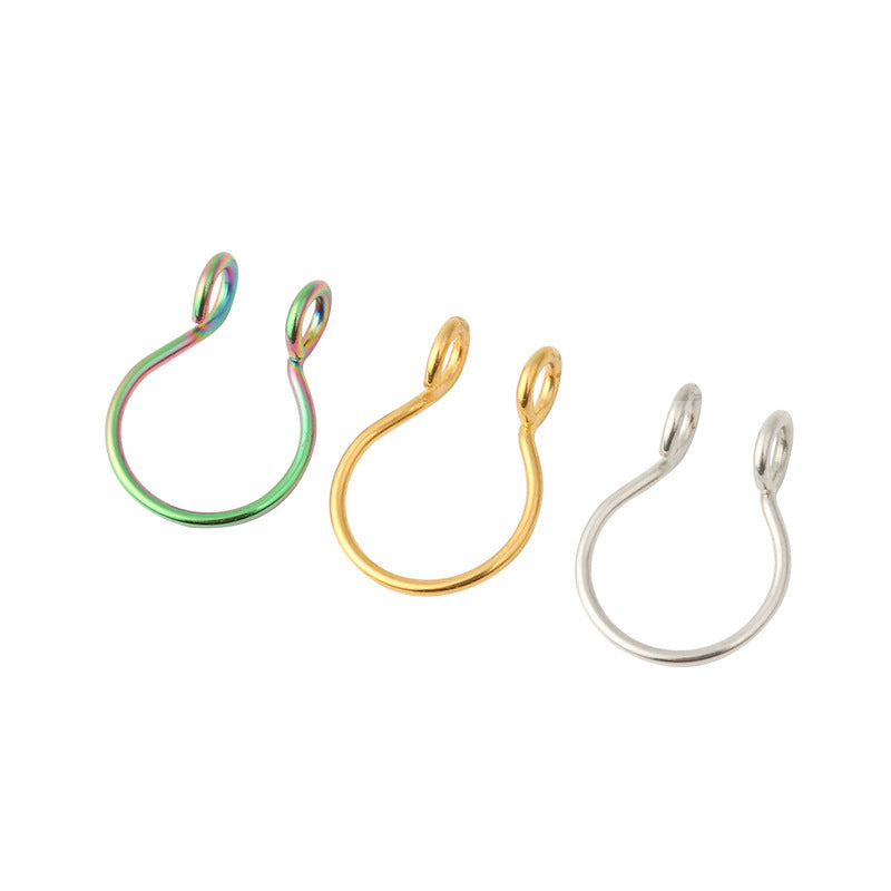 6 Plain Hoop Stainless Steel Fake Septum Nose Rings