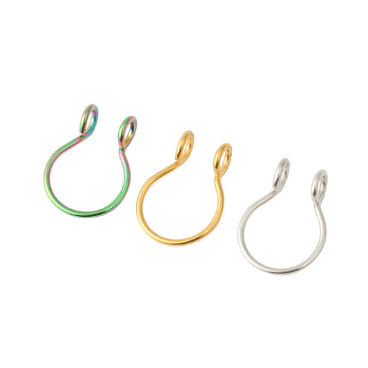 6 Plain Hoop Stainless Steel Fake Septum Nose Rings