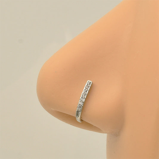 7 Clear CZ Silver Stainless Steel Fake Nose Clip