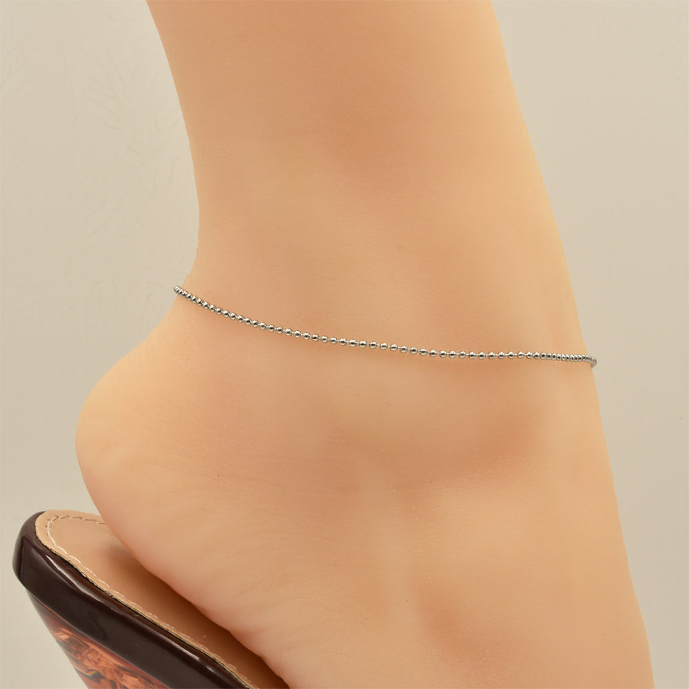 Ball Chain Silver Stainless Steel Anklet