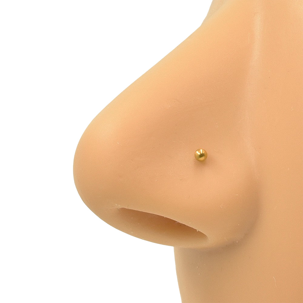 2 Ball Golden Stainless Steel Curved Screw Nose Studs