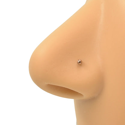 2 Ball Rose Gold Stainless Steel Curved Screw Nose Studs