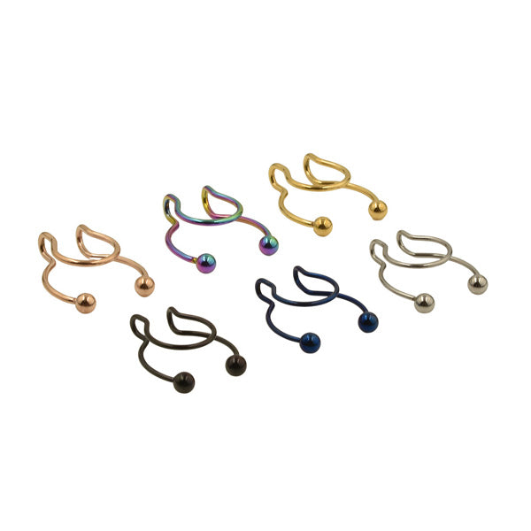 2 Balls Rainbow Stainless Steel Fake Septum Nose Rings