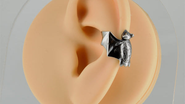 Bat Silver Stainless Steel Ear Cuff