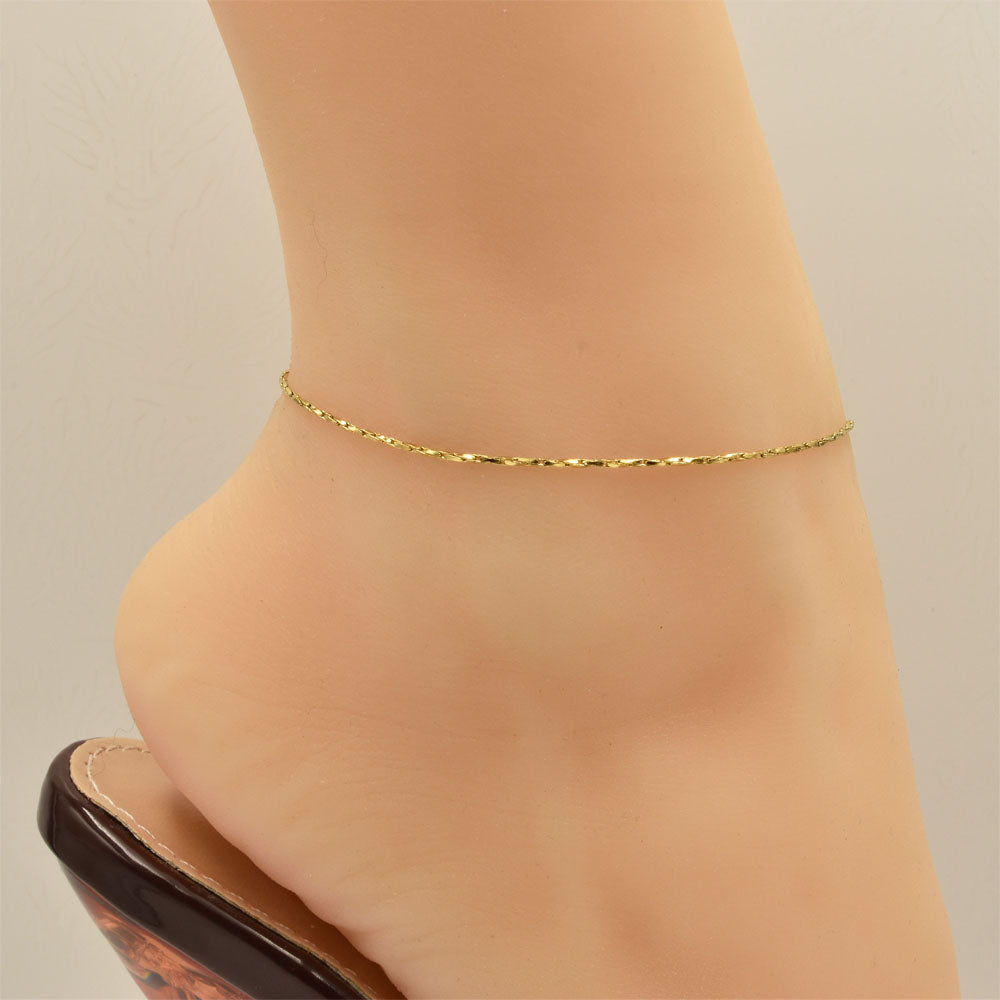 Boston Link Thin Golden Stainless Steel Anklet