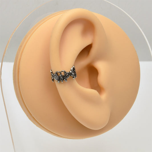 Butterfly Trio Silver Stainless Steel Ear Cuff