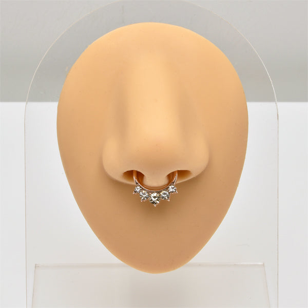 Clear CZ Rose Gold Stainless Steel Fake Septum Nose Ring