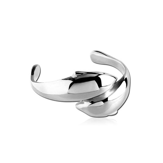 Dolphins Silver Stainless Steel Ear Cuff