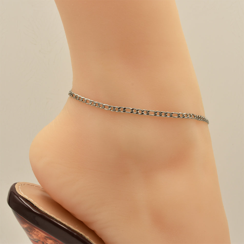 Figaro Chain Silver Stainless Steel Anklet