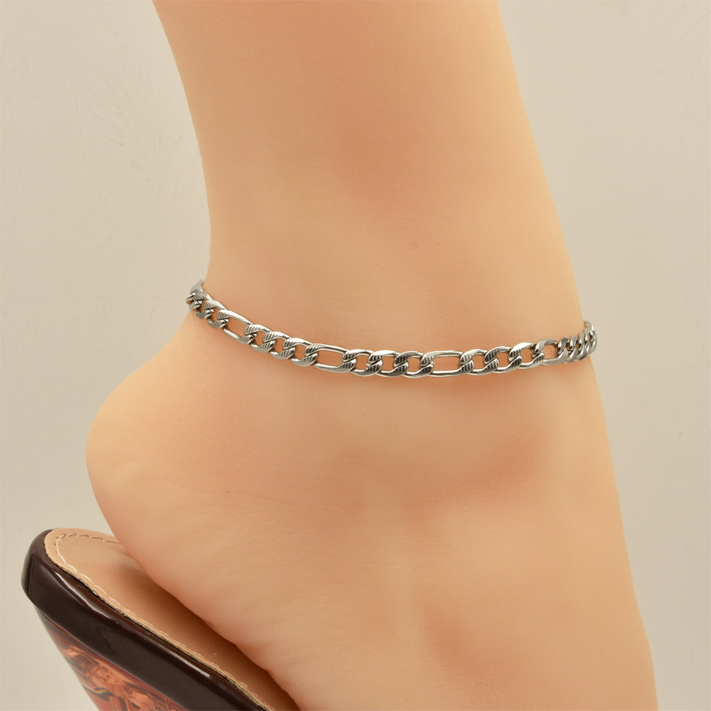 Figaro Chain Silver Stainless Steel Anklet