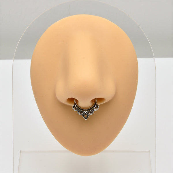 Filigree Silver Stainless Steel Fake Septum Nose Ring