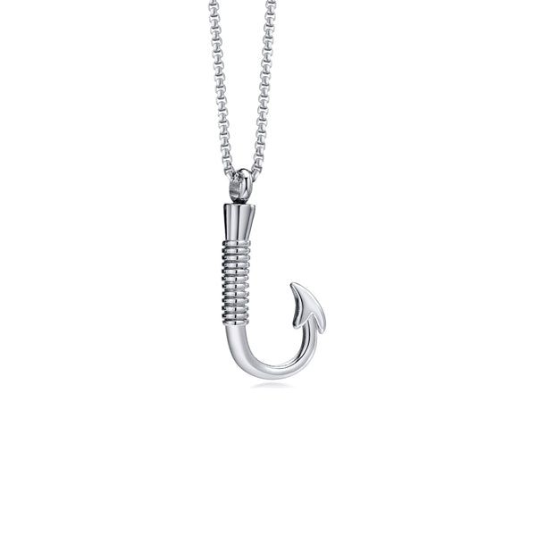 Fish Hook Silver Stainless Steel Cremation Ashes Necklace – Jashasi