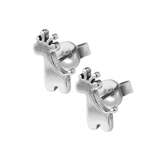 Giraffe Silver Stainless Steel Stud Earrings