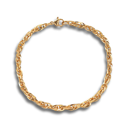 Rope Chain Golden Stainless Steel Bracelet