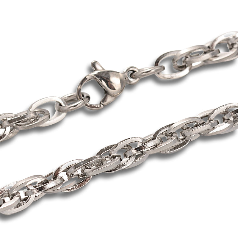 Rope Chain Silver Stainless Steel Bracelet
