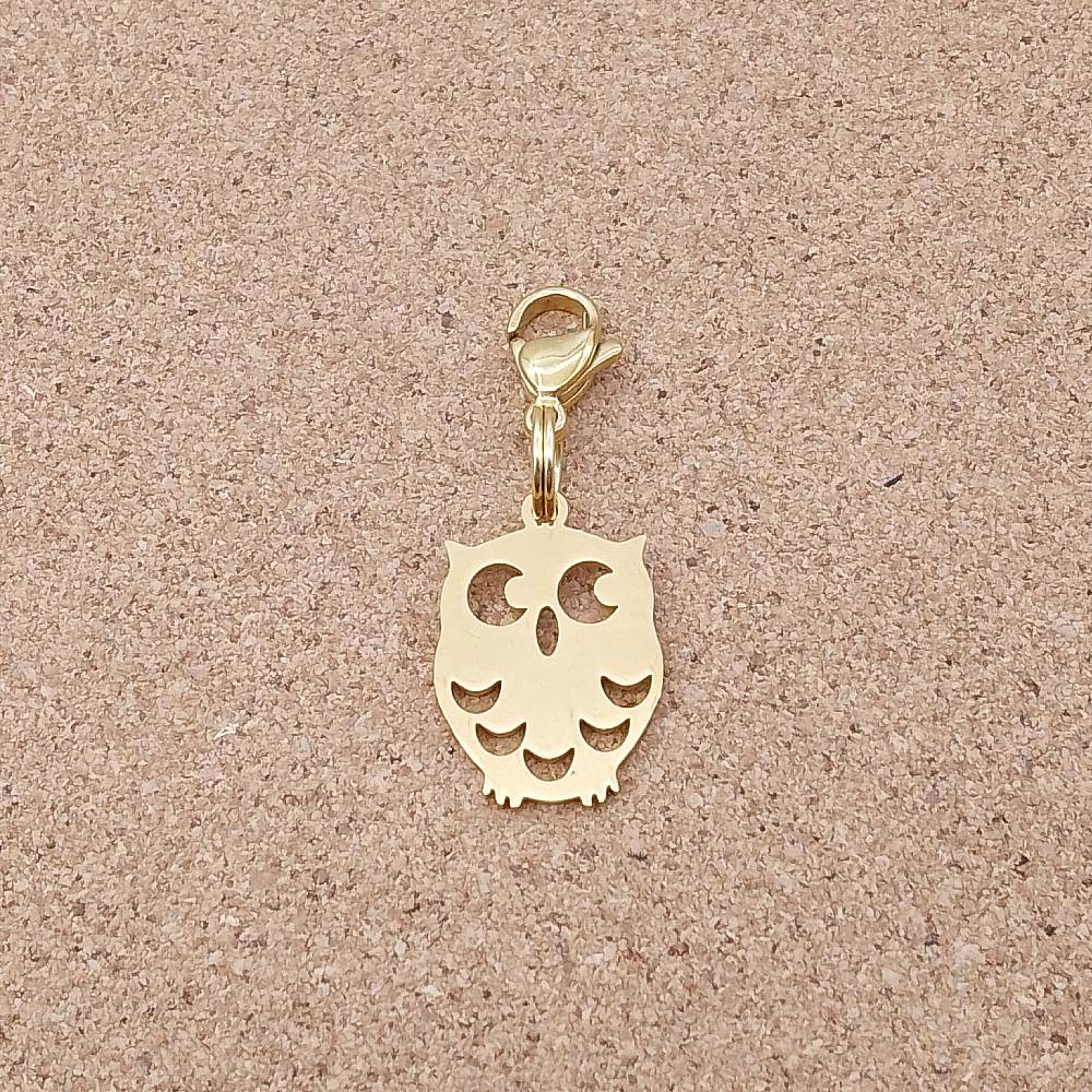 Owl Golden Stainless Steel Clip-on Charm