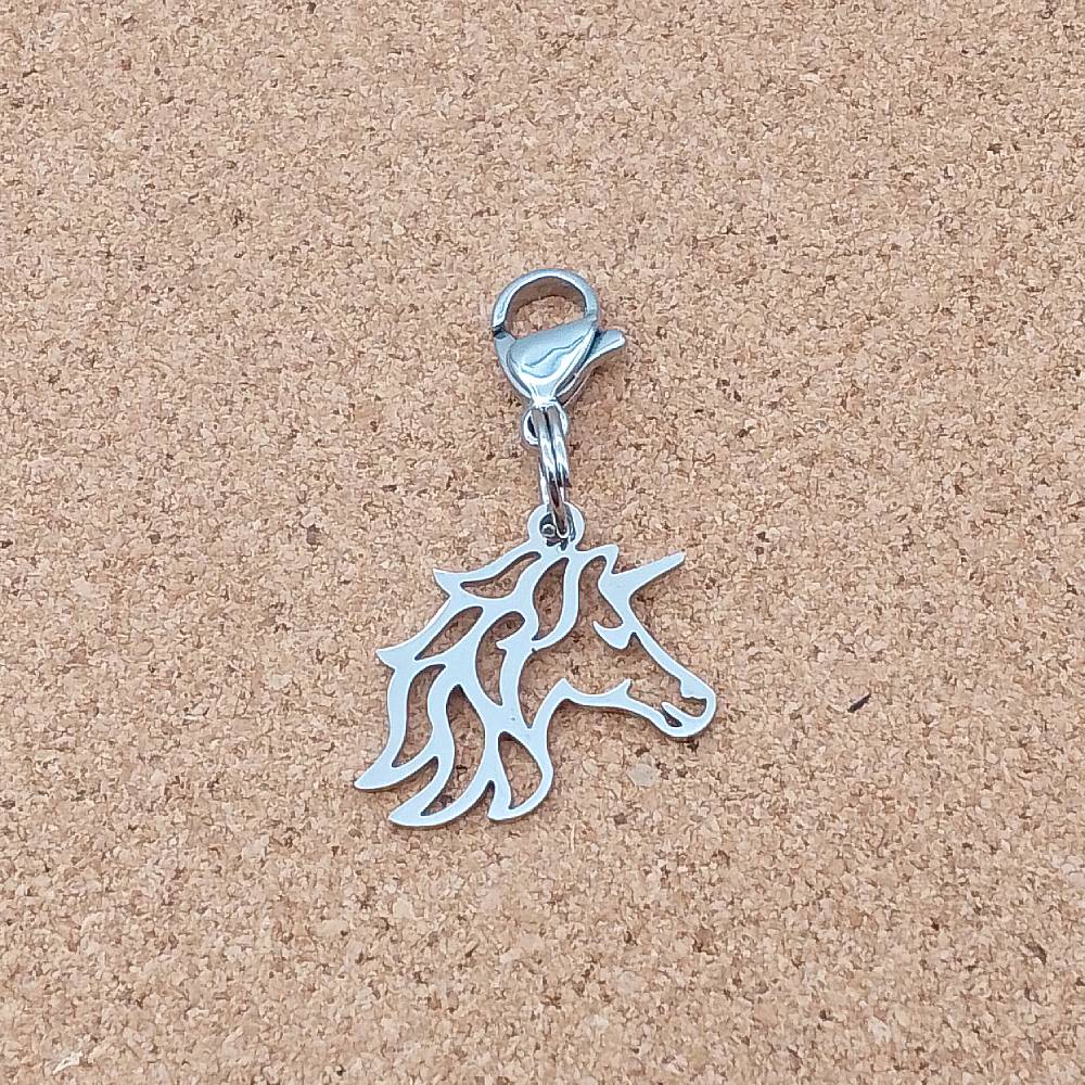 Unicorn Silver Stainless Steel Clip-on Charm