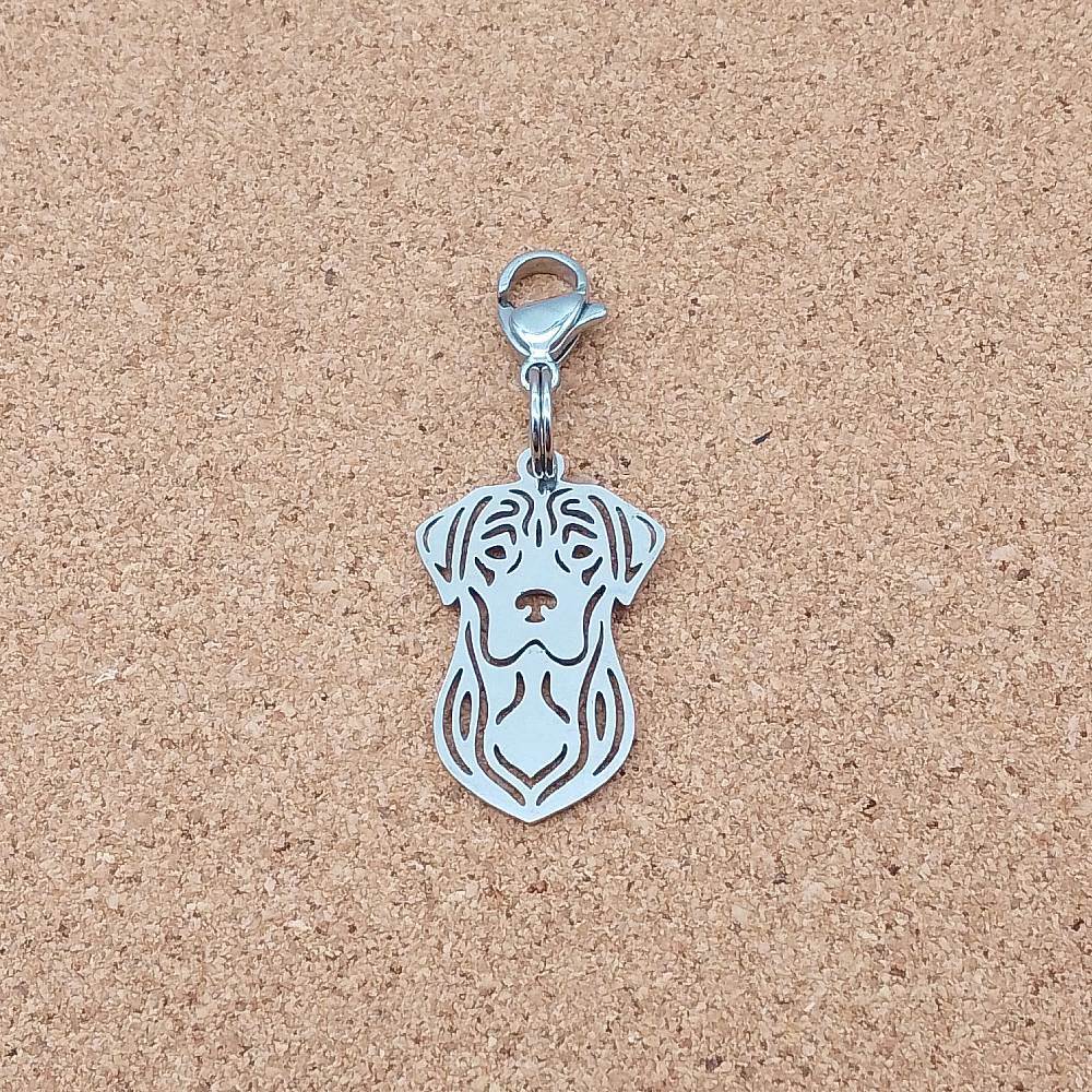 Rottweiler Dog Silver Stainless Steel Clip-on Charm