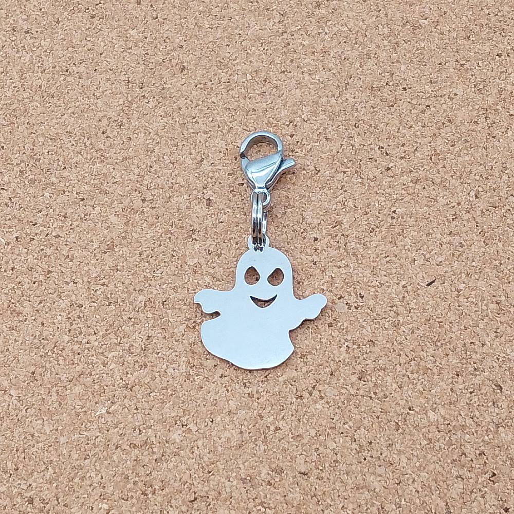Ghost Ghoul Silver Stainless Steel Clip-on Charm