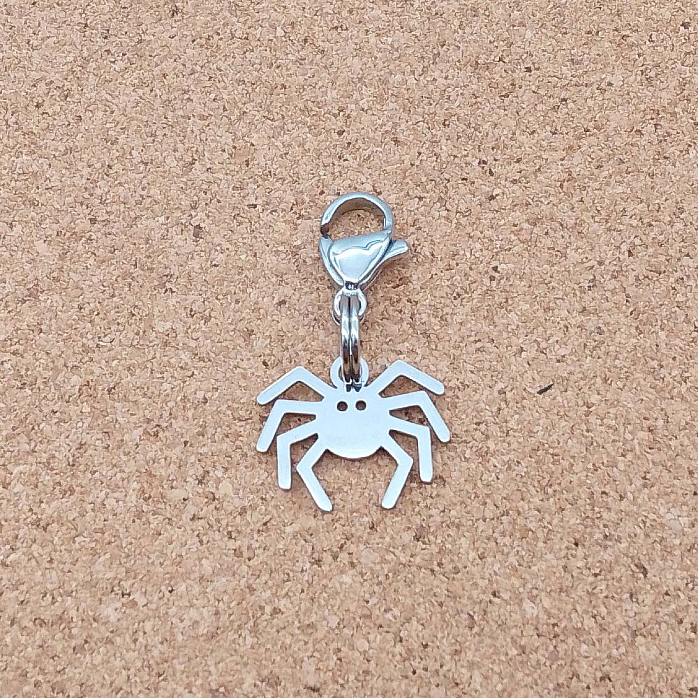 Spider Silver Stainless Steel Clip-on Charm
