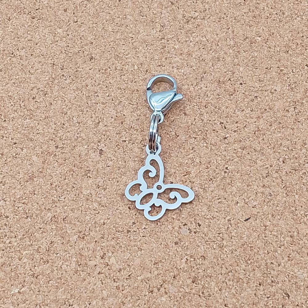 Butterfly Small Silver Stainless Steel Clip-on Charm