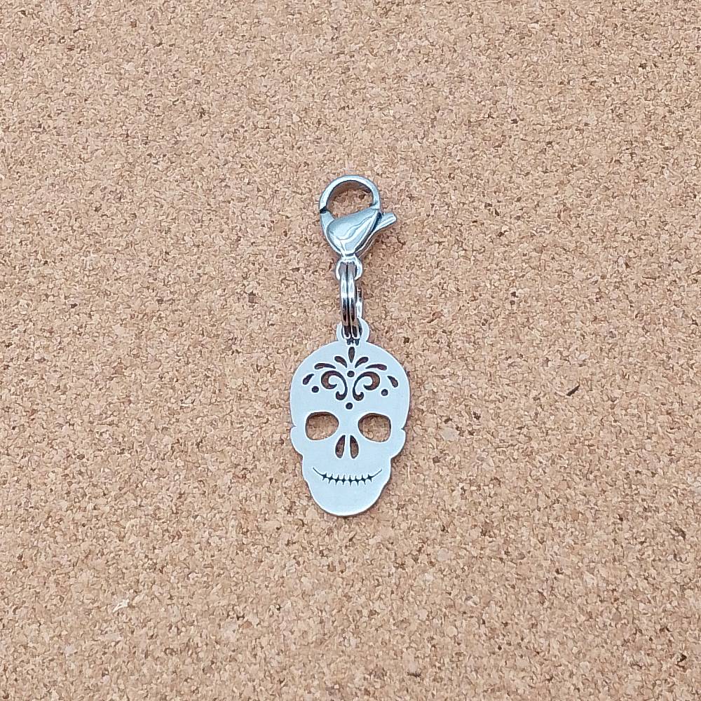 Skull Silver Stainless Steel Clip-on Charm