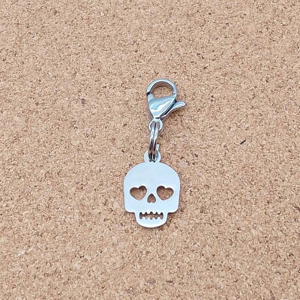 Skull Silver Stainless Steel Clip-on Charm