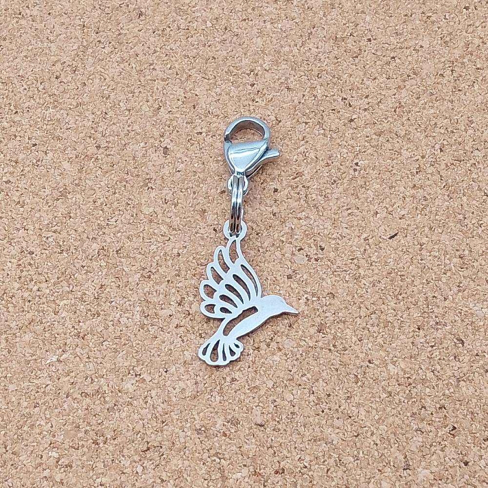 Hummingbird Silver Stainless Steel Clip-on Charm