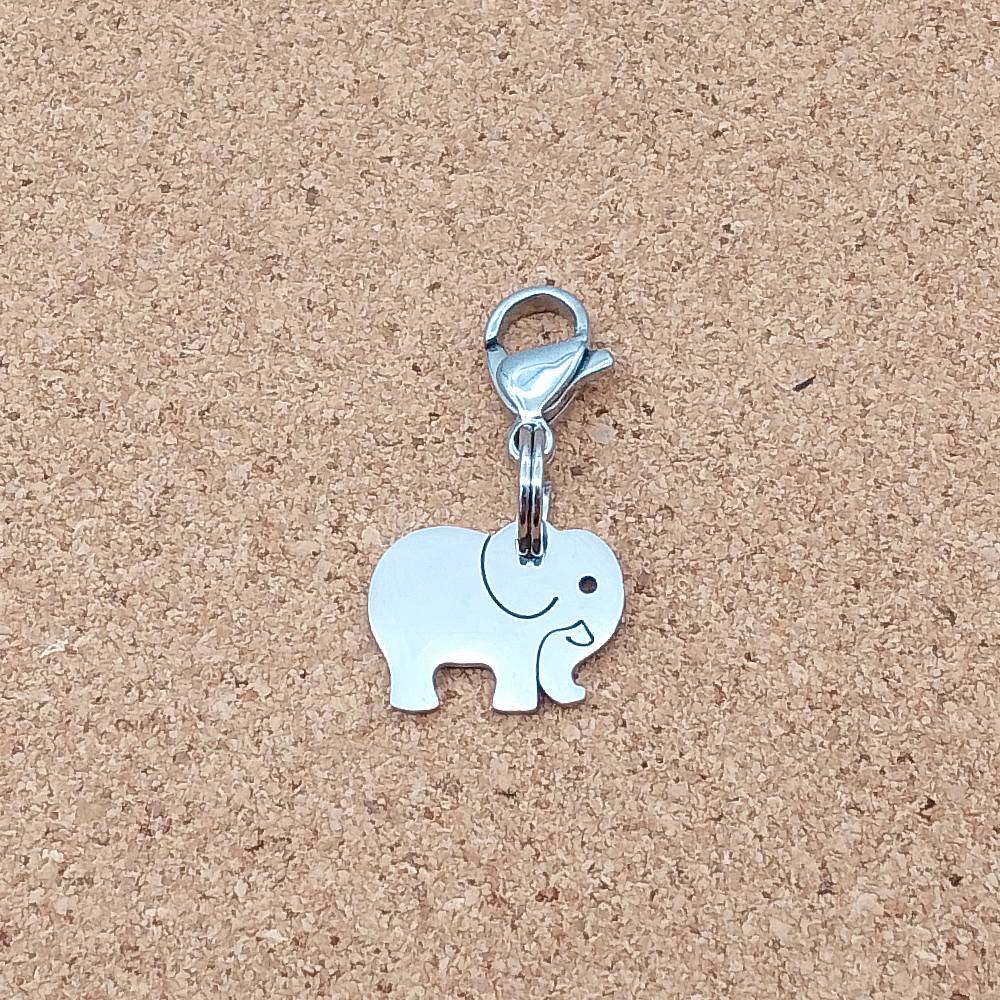 Elephant Silver Stainless Steel Clip-on Charm