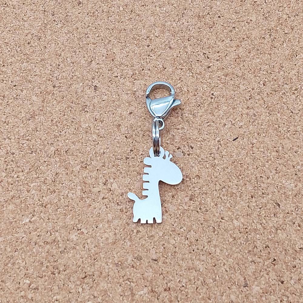 Giraffe Silver Stainless Steel Clip-on Charm