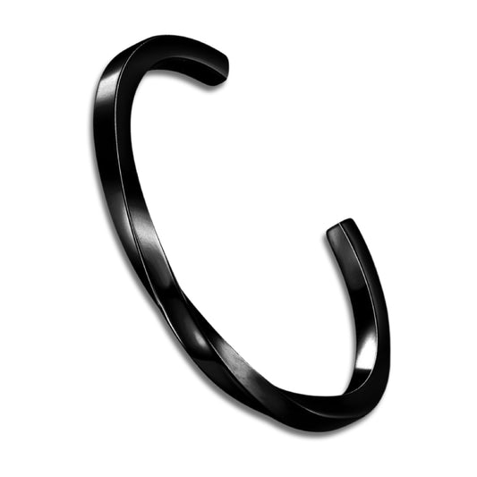 Single Twist Black Stainless Steel Bangle