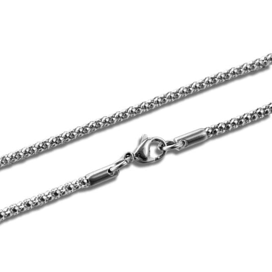 Popcorn Chain Silver Stainless Steel Necklace