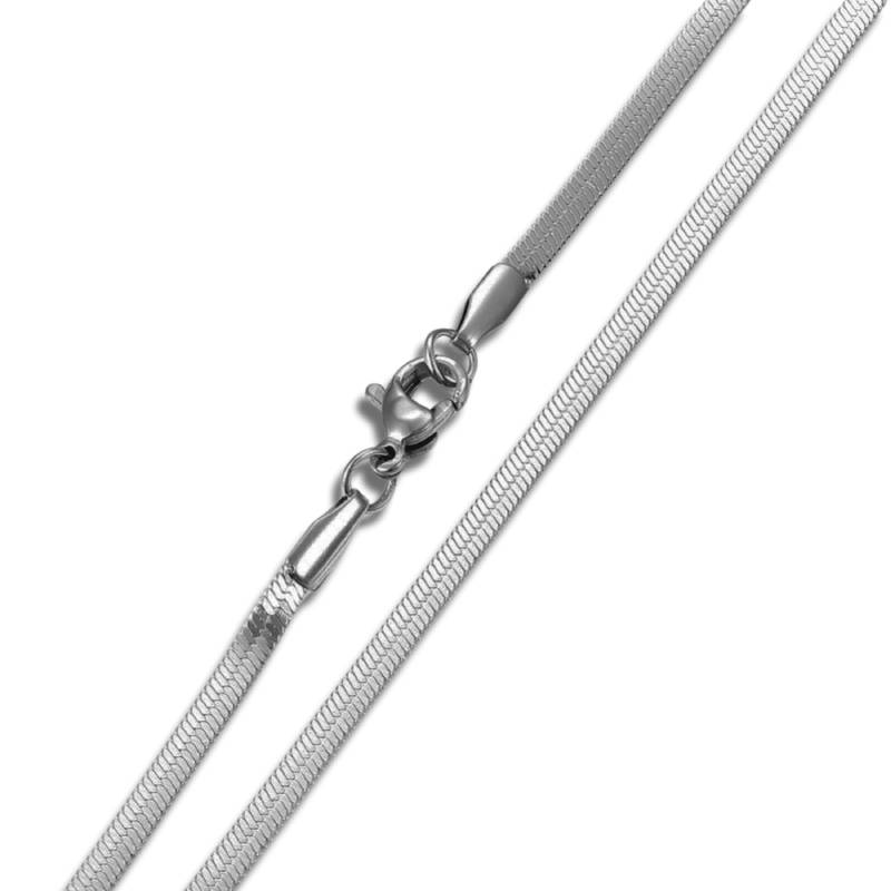 Herringbone Chain Silver Stainless Steel Necklace