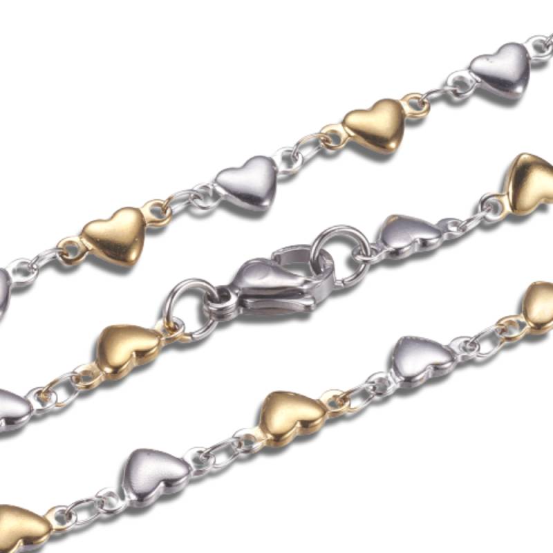 Hearts Chain Golden/Silver Stainless Steel Necklace